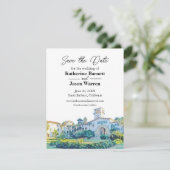 Santa Barbara Courthouse Wasserfarbe Save the Date Einladung (Stehend Vorderseite)