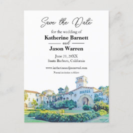 Santa Barbara Courthouse Wasserfarbe Save the Date Postkarte