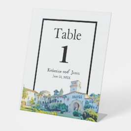 Santa Barbara Courthouse Watercolor Hochzeitsnumme Sockelschild