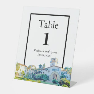 Santa Barbara Courthouse Watercolor Hochzeitsnumme Sockelschild