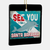 Santa Barbara Dolphin - Retro Vintage Reise Keramikornament (Rechts)
