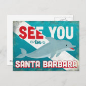Santa Barbara Dolphin - Retro Vintage Reise Postkarte (Vorne/Hinten)