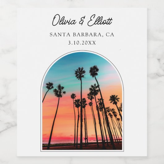 Santa Barbara Gastgeschenk Hochzeit Personalisiert Weinetikett (Einzelnes Label)