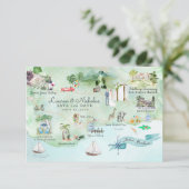 Santa Barbara | Hochzeit in Urlaubsort Fahrplan Einladung (Stehend Vorderseite)