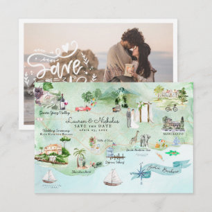 Santa Barbara Hochzeit in Urlaubsort Fahrplan Einladung