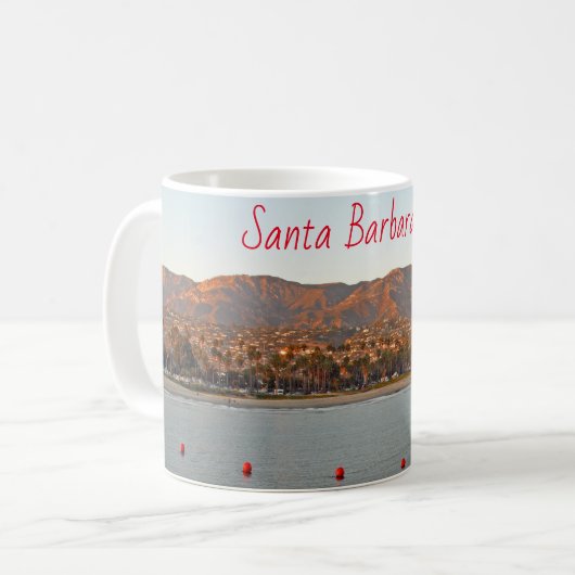 Santa Barbara, Kalifornien, Sonnenuntergangsberge Kaffeetasse (Vorderseite Links)