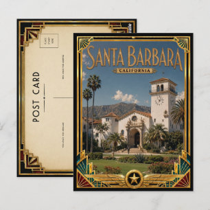 Santa Barbara Kalifornien Vintage Art Deco Golden  Postkarte
