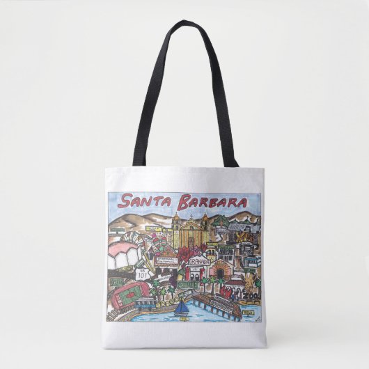 Santa Barbara Karte Tote Bag Tasche (Vorderseite)