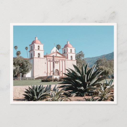Santa Barbara Mission California Retro Postkarte (Vorderseite)