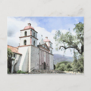 Santa Barbara Mission Watercolor Postkarte