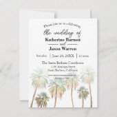 Santa Barbara Palm Tree Beach Wasserfarbe Einladung (Vorderseite)