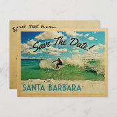 Santa Barbara Save the Date California Surfing Ankündigungspostkarte (Vorne/Hinten)