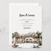 Santa Barbara Watercolor Wedding Destination Einladung (Vorne/Hinten)