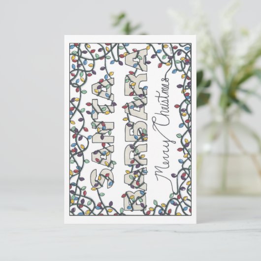 Santa Barbara Weihnachtsbeleuchtung Dankeskarte (Stehend Vorderseite)