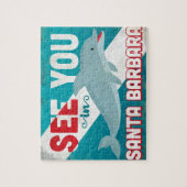 Santa- Barbaradelphin - Retro Vintage Reise Puzzle (Vertikal)