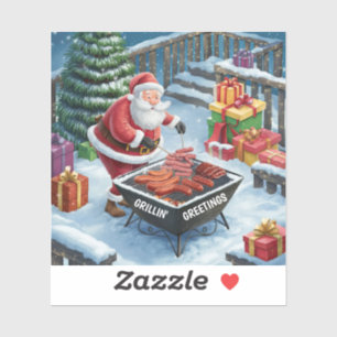 Santa Barbecue Weihnachten Aufkleber