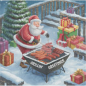 Santa Barbecue Weihnachten Aufkleber (Vorderseite)
