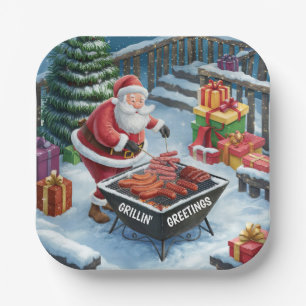 Santa Barbecue Weihnachten Pappteller