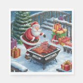 Santa Barbecue Weihnachten Serviette (Vorderseite)