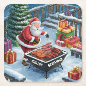 Santa Barbecue Weihnachtsfeiertage Untersetzer (Vorderseite)