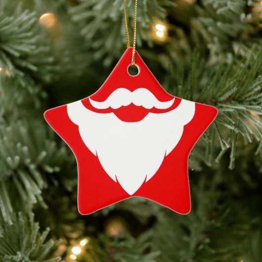 Santa Bard Schnurrbart Geschenk Rot & Weiß Ornamen Keramik Ornament (Baum)