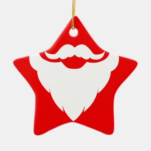 Santa Bard Schnurrbart Geschenk Rot & Weiß Ornamen Keramik Ornament (Vorne)