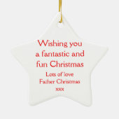 Santa Bard Schnurrbart Geschenk Rot & Weiß Ornamen Keramik Ornament (Hinten)