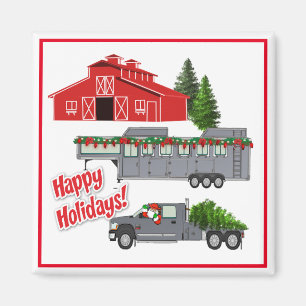 Santa Barn Truck Horse Trailer Weihnachten Magnet