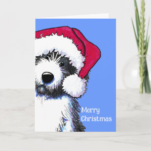 Santa Bartded Collie Dog Cards Feiertagskarte