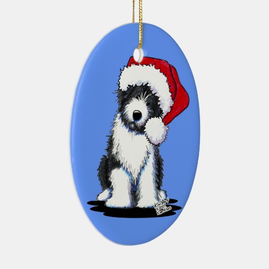 Santa Barted Collie Oval Ornament (Rechts)
