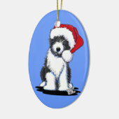 Santa Barted Collie Oval Ornament (Links)