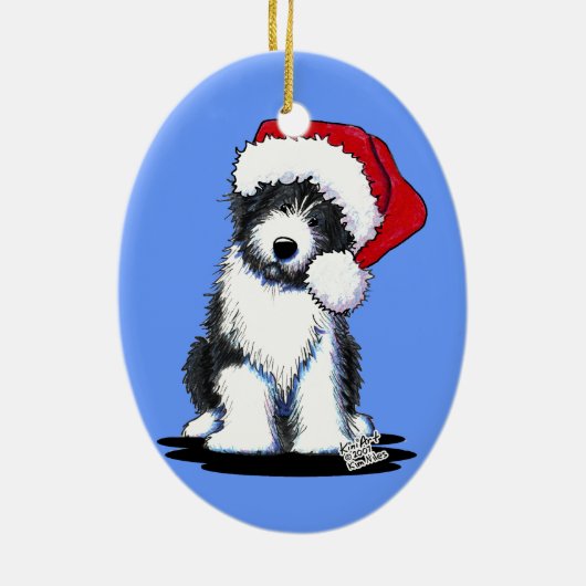 Santa Barted Collie Oval Ornament (Hinten)