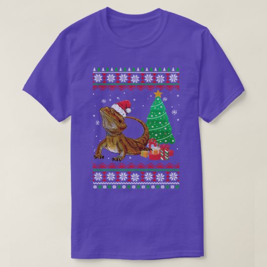 Santa Barted Dragon Weihnachten Ugly Xmas Reptile T-Shirt (Design vorne)