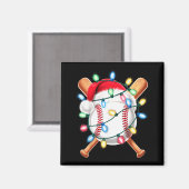 Santa Baseball Player Santa Hat Men Boys Christmas Magnet (Vorderseite/Rückseite)
