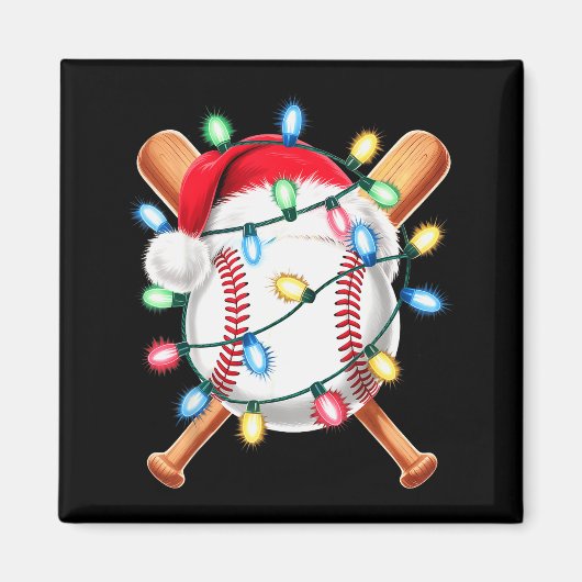 Santa Baseball Player Santa Hat Men Boys Christmas Magnet (Vorne)