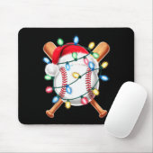 Santa Baseball Player Santa Hat Men Boys Christmas Mousepad (Mit Mouse)