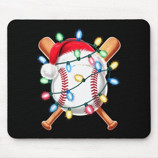 Santa Baseball Player Santa Hat Men Boys Christmas Mousepad (Vorne)