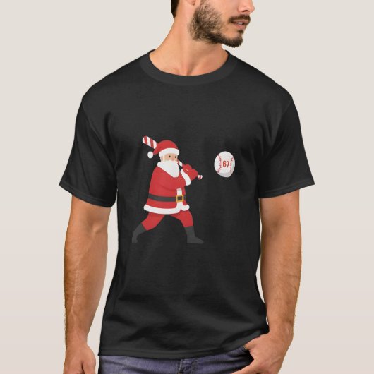 Santa Baseball Six Seven Meme Christmas Festive  T-Shirt (Vorderseite)