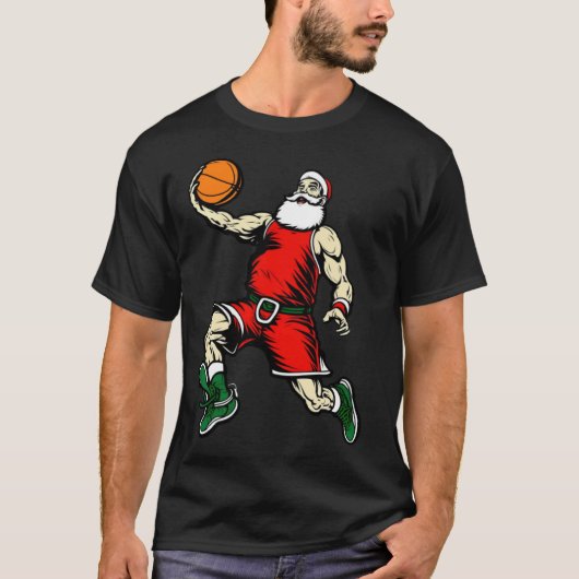 Santa Basketball  Christmas T-Shirt (Vorderseite)