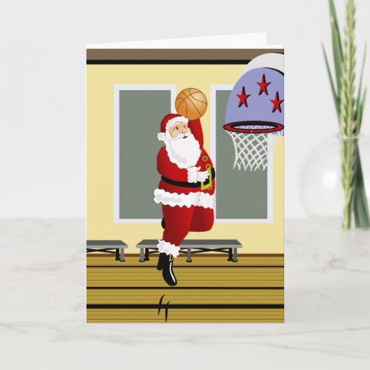 Santa Basketball Feiertagskarte (Vorderseite)