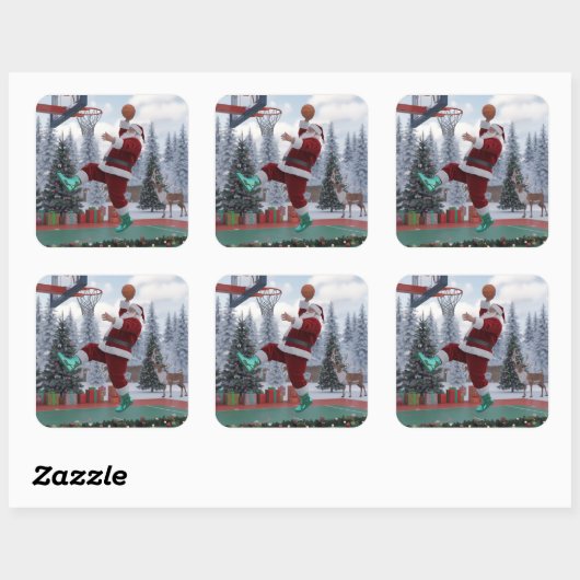 Santa Basketball Sticker (Blatt)