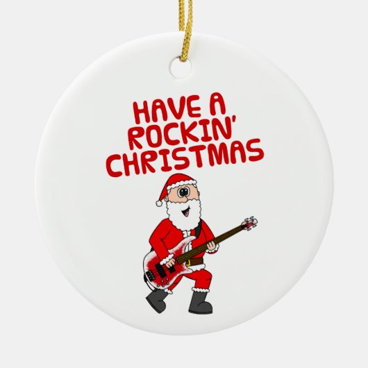 Santa Bass Guitar Bassist Weihnachtsschmuck (Vorne)