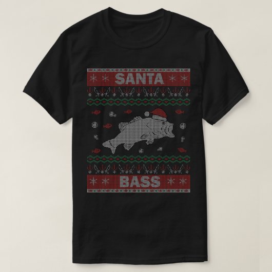 Santa Bass Ugly Christmas Sweater Fishing T-Shirt (Design vorne)