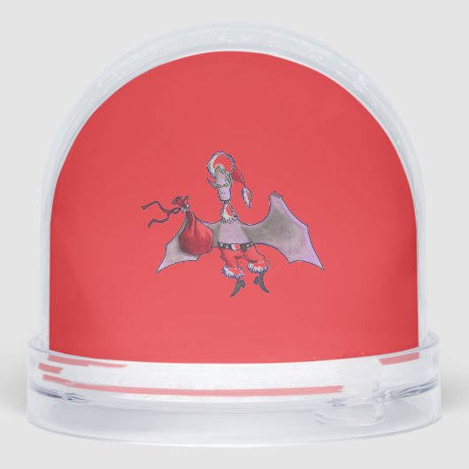 Santa Bat red snow globe Schneekugeln (Rückseite)