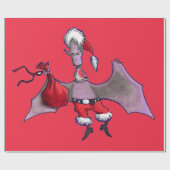 Santa Bat rotes, mattes Packpapier groß (Flach)