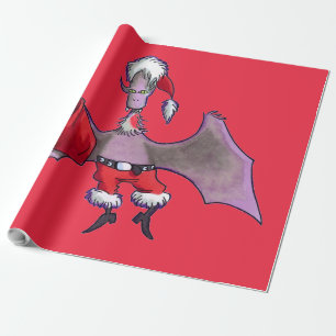 Santa Bat rotes, mattes Packpapier groß