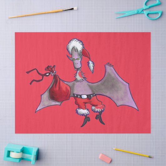 Santa Bat rotes Papierpapier groß Seidenpapier (Basteln)