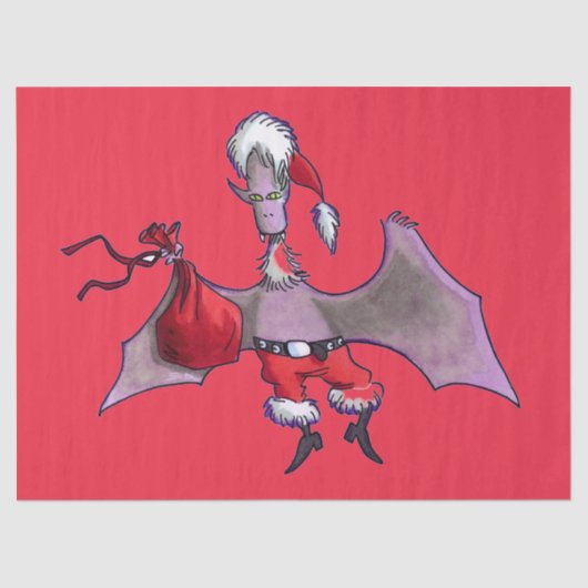 Santa Bat rotes Papierpapier groß Seidenpapier (Vorderseite)