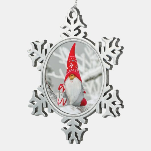 Santa Baum Gnome Zinnschmuck Schneeflocken Zinn-Ornament (Rechts)