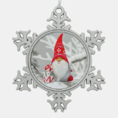 Santa Baum Gnome Zinnschmuck Schneeflocken Zinn-Ornament (Vorderseite)